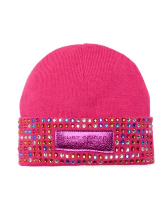 NWT Kurt Geiger London Logo Patch Crystal Cuff Beanie One Size, FUCHSIA MULTI main image 7
